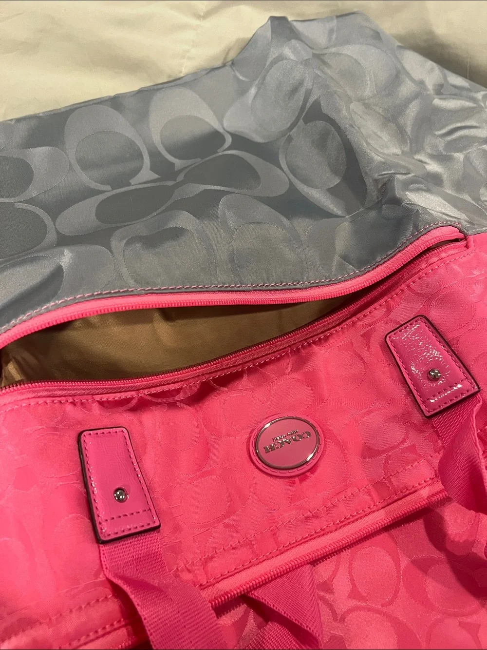 Coach Hot Pink Signature Wristlet/ bag